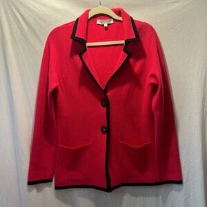 Barbara Lohmann Pink Black Cashmere Long Sleeve Blazer Jacket